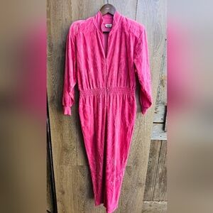 Neiman Marcus Fuchsia Pink Retro VTG Jumpsuit Velvet
